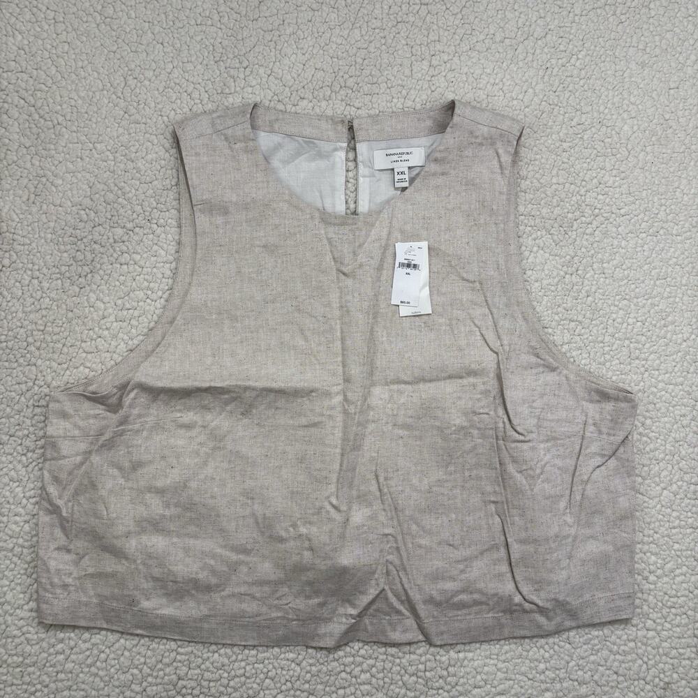 NWT Banana Republic Linen Blend Cropped Shell Tank Top Size XXL Cream Sleeveless
